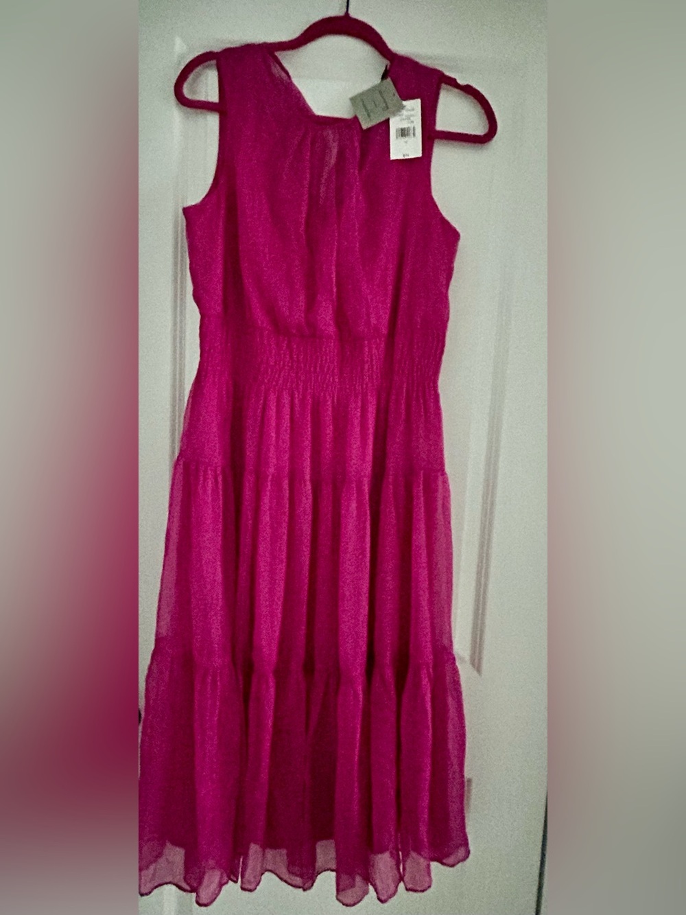 Danny & Nicole Bright Fuchsia Tiered Dress